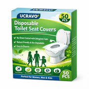 UCRAVO 50 Sheets Disposable Paper Toilet Seat Covers for Women & Men - No Toilet-Borne Diseases | Water-Resistant Comfortable & Hygienic | Easy to Carry & Use Eco-Friendly | Must for Outdoors & Travel