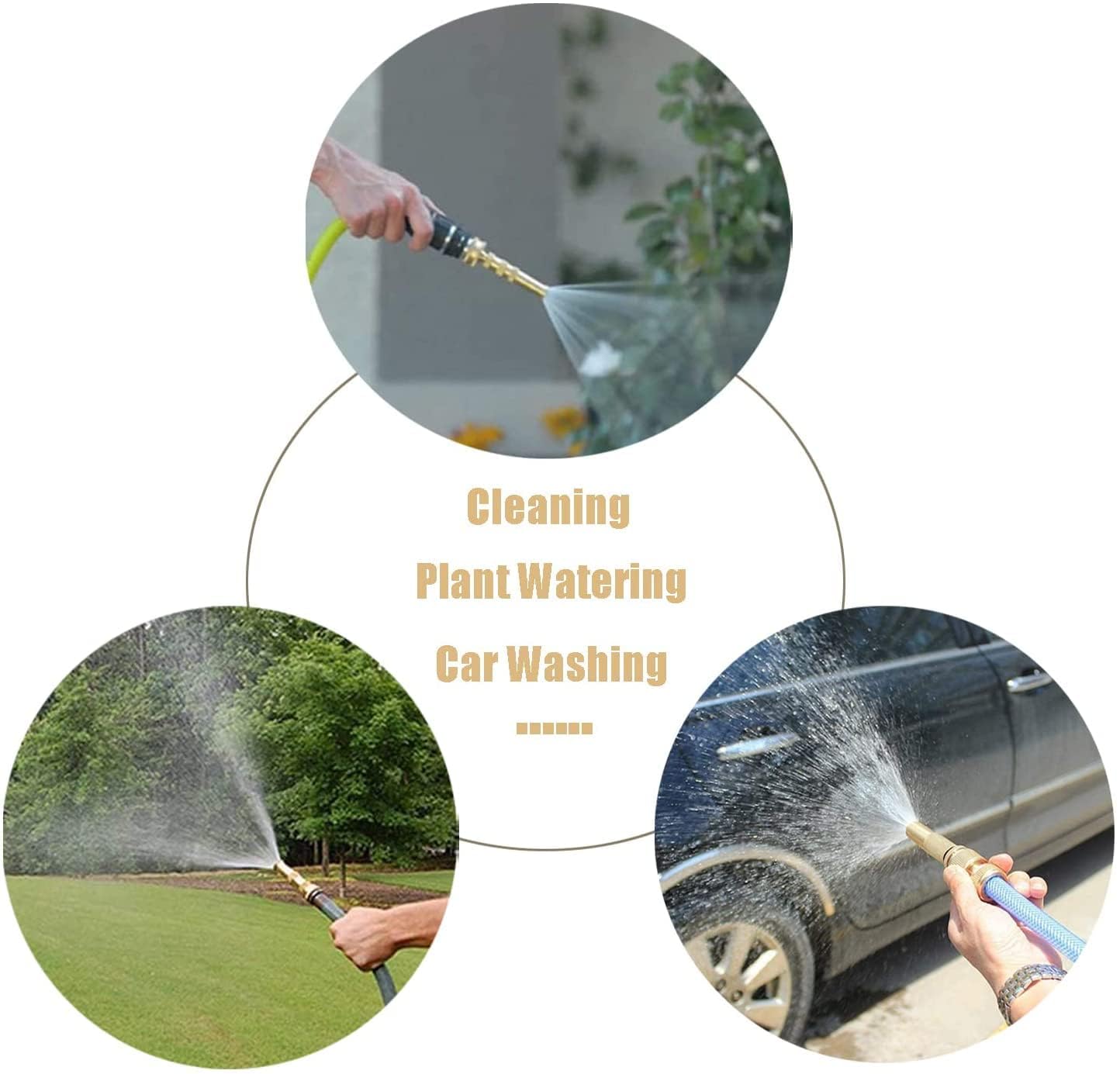 UCRAVO Water Spray Gun for Car Wash, Bike Washing, High Pressure Hose Nozzle, Adjustable Water Flow Jet Sprayer for Gardening, Home Cleaning, Multi-Purpose Brass Nozzle Spray Gun