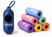 UCRAVO Baby Disposable Diaper Bags 9 Rolls with Dispenser – Leak Proof & Odor Control Nappy Disposal Bags for Newborn Diapers | Travel Friendly Waste Bags for Wet Clothes, Sanitary Pads & Pet Poop