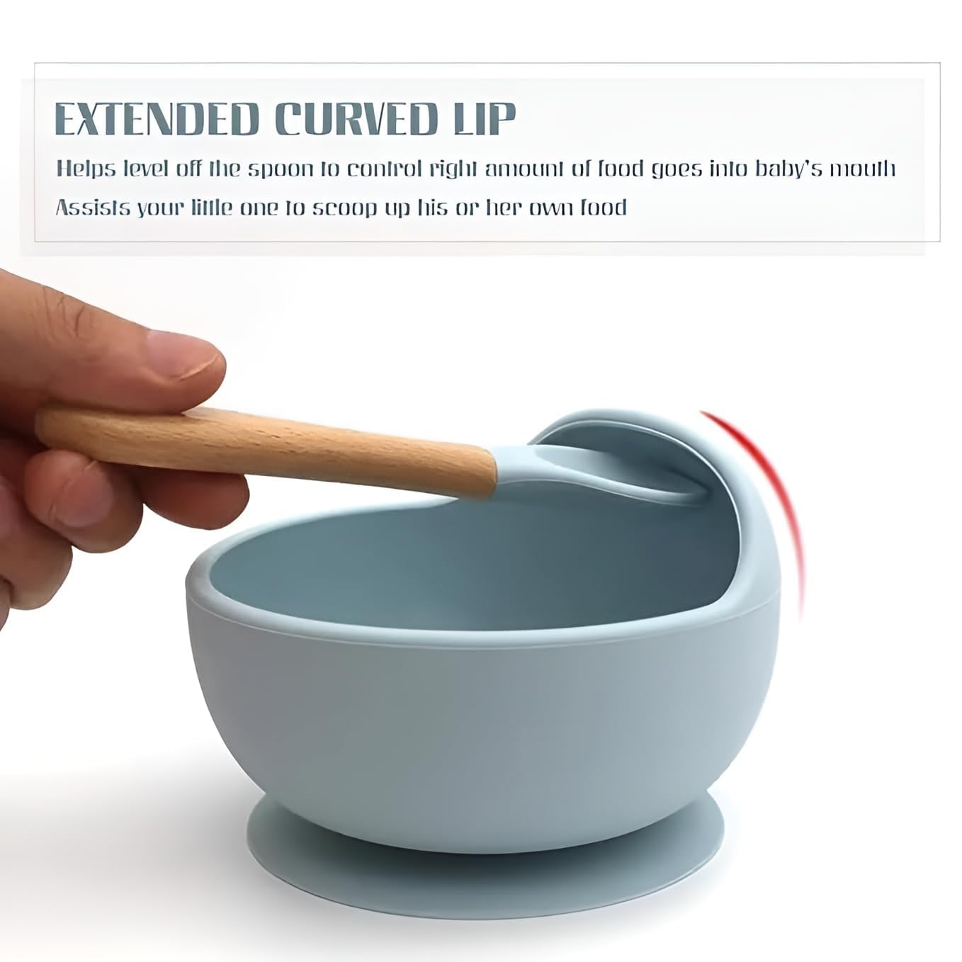UCRAVO Blue Silicone Baby Feeding Bowl & Spoon Set with Strong Stay-Put Suction | 100% BPA Free Food Grade Silicone | First Stage Self-Feeding Essentials for Infants & Toddlers | Dishwasher Safe