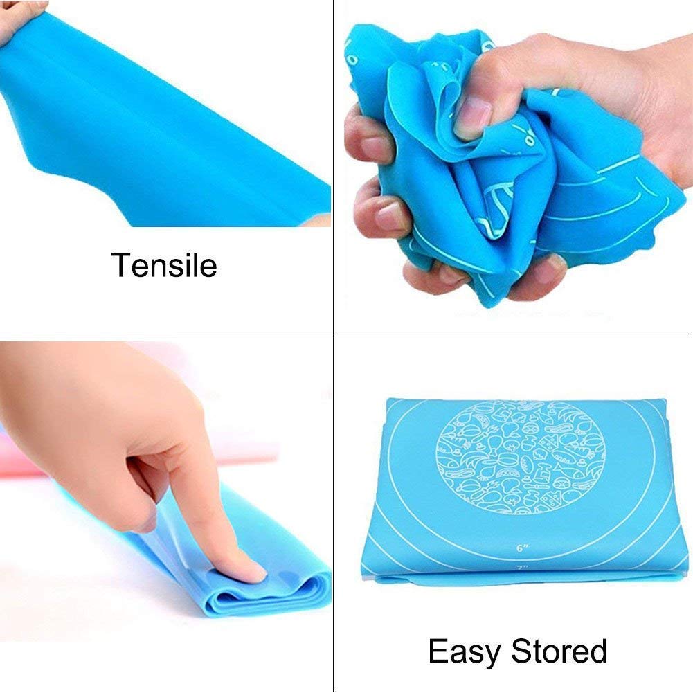 UCRAVO Silicon Dough Mat, Cooking Kneading, Non-Stick Fondant, Reusable Stretchable for Kitchen Mat (Random Colour, 50cm x 40cm)