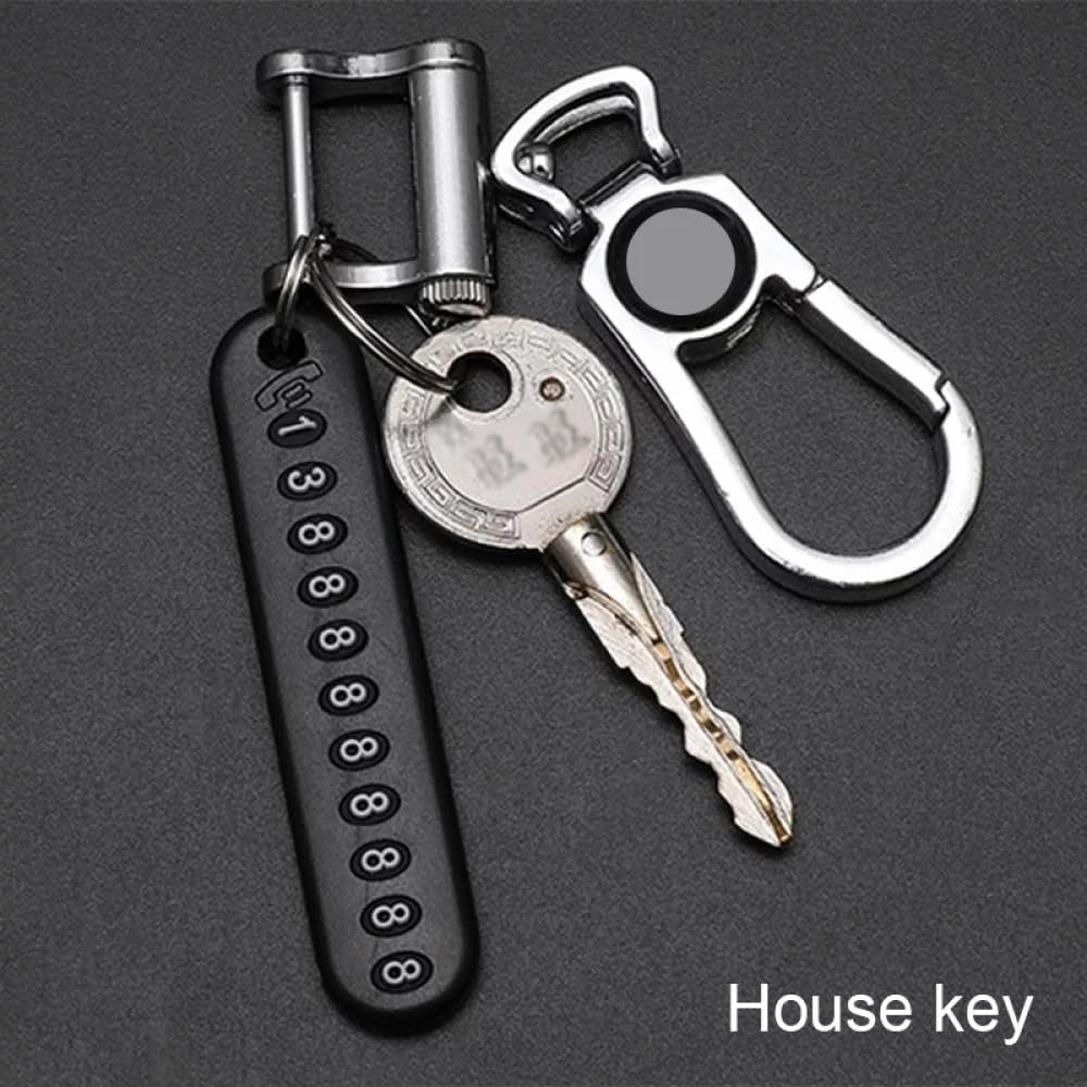 UCRAVO Car Keychain Pendant Number Plate Leather Rope Key Ring Keychain Accessories Fashion Car Accessories Suitable for Car Keychain Anti-Lost Phone Number Plate Braided Rope Pendant Men, Women