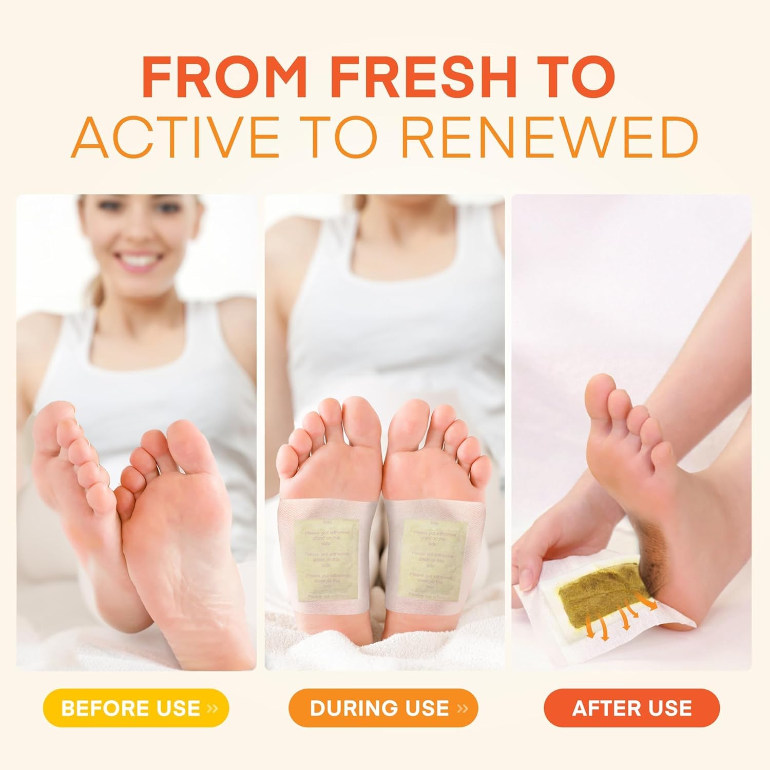 UCRAVO 20 Detox Foot Pads Overnight – Ginger Based Herbal Foot Patches with Ginger Root, Vinegar Powder & Curcumin – Natural Foot Detox Pads for Relaxation, Stress Relief, Night Foot Care Routine