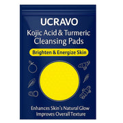 UCRAVO Kojic Acid & Turmeric Cleansing Pads – 120PCS | Skin Brightening & Dark Spot Remover | Foaming Exfoliating Face Pads with Vitamin C & B5 for Acne, Pigmentation – For All Skin Types - 2 PACK