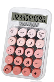 UCRAVO Mechanical Big Button Cute Calculator with Large 12-Digit LCD Display - Retro Aesthetic Round Keycaps, ASMR Clicky Feel,Home,Office Basic & School Stationery for Desk Switch Calculator (Pink)