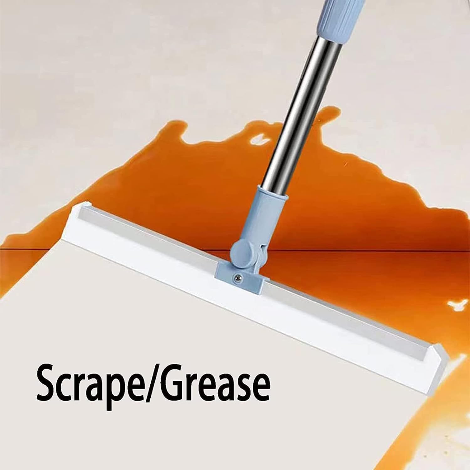 UCRAVO 50-inch Multifunctional Magic Broom Floor Squeegee with Long Handle Adjustable and Silicone Strips, Floor Washer with 180 Degree Rotating Squeegee Broom for Cleaning Floor, Bathroom, Kitchen