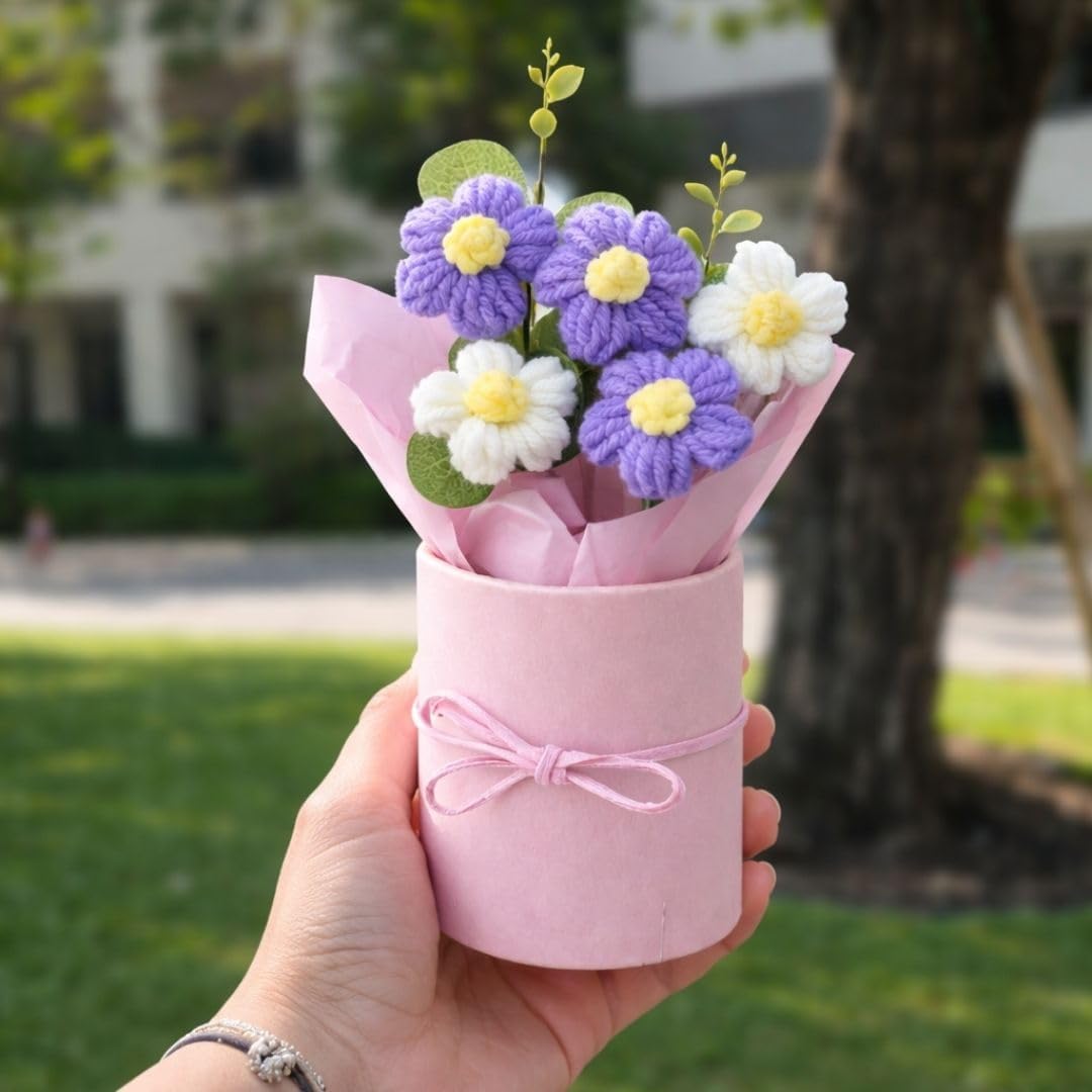 UCRAVO 1pc Artificial Purple Daisy Flower Bouquet for Home Decor-Decorative Flower Bunch for Vase, Living Room, Office Table Decoration-Decor Gift for Girls Birthday,Anniversary,Valentine’s Day