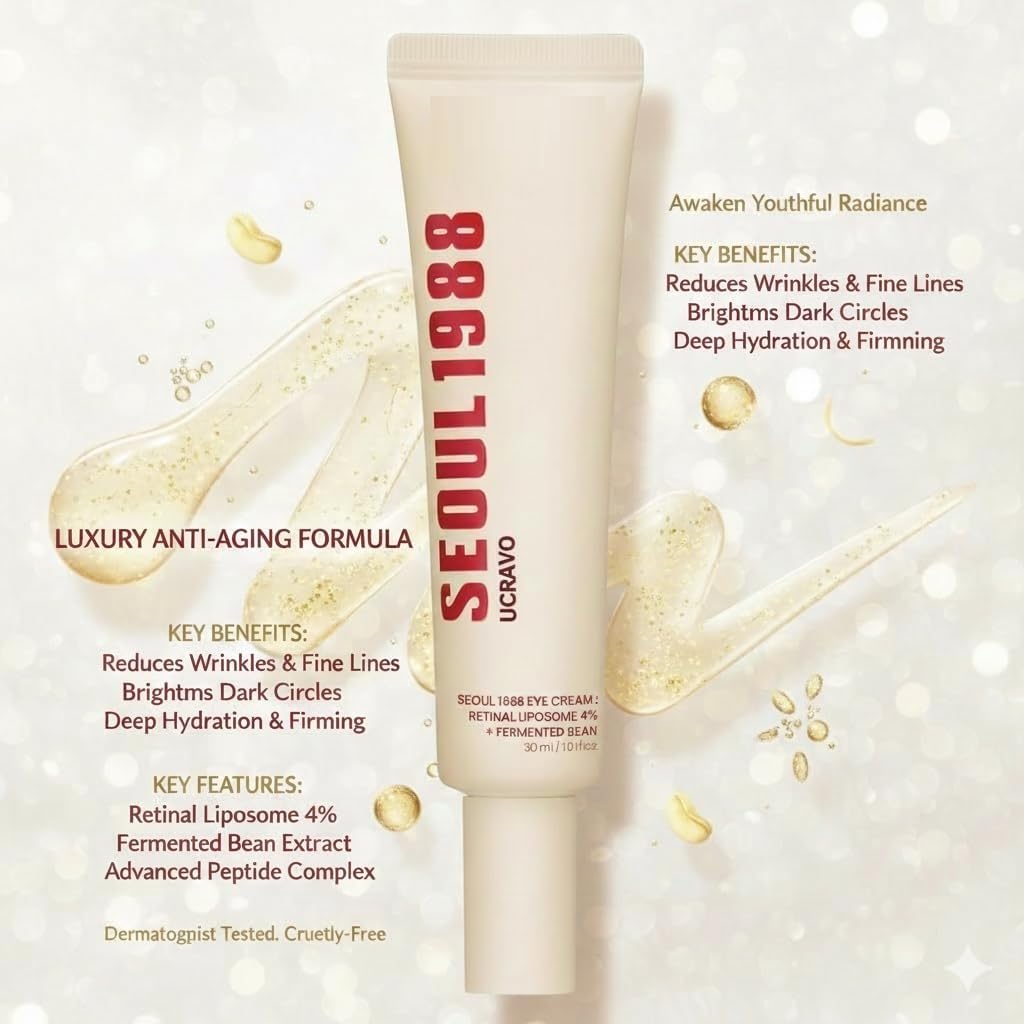 UCRAVO Retinal Eye Cream with Retinal Liposome 4% & Fermented Bean Extract | Anti Aging Eye Cream for Dark Circles Wrinkles Fine Lines | Under Eye Cream for Men & Women | Eye Care | 30 ml