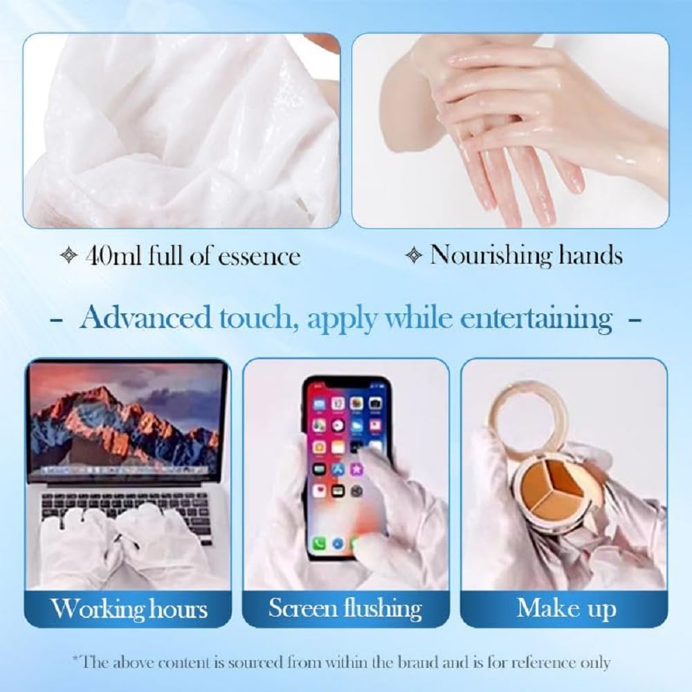 UCRAVO Coconut Oil Hand Mask Gloves - 2 Pair Deep Hydration & Moisture for Dry Hands Nails & Cuticles | Softening Spa Glove Treatment for Even Skin Tone | Lasting Care Moisturizing Hand Repair Mask