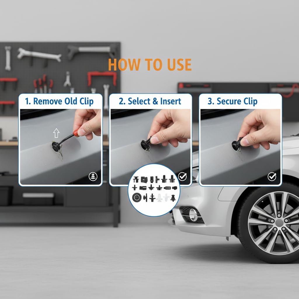 UCRAVO Car Bumper Repair Tool Kit 100 PCS Universal Car Bumper Clips,Door Trim Panel Retainer Clip,Plastic Rivets Push Fasteners with Fastener Remover Tools Interior Exterior Panel Fixing Repair Kits