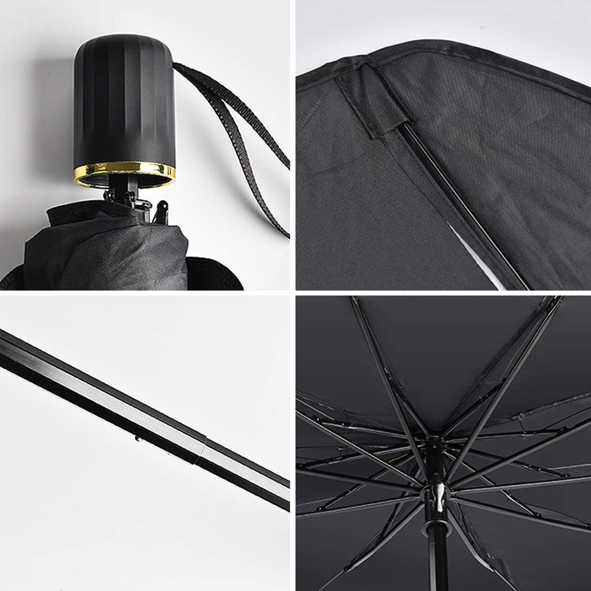 UCRAVO Car Windshield Sun Shade Umbrella, Foldable Windshield Sunshade Front Cover with UV Block, 360°Rotation Bendable Front Window Heat Insulation Protection for Auto Windshield Covers