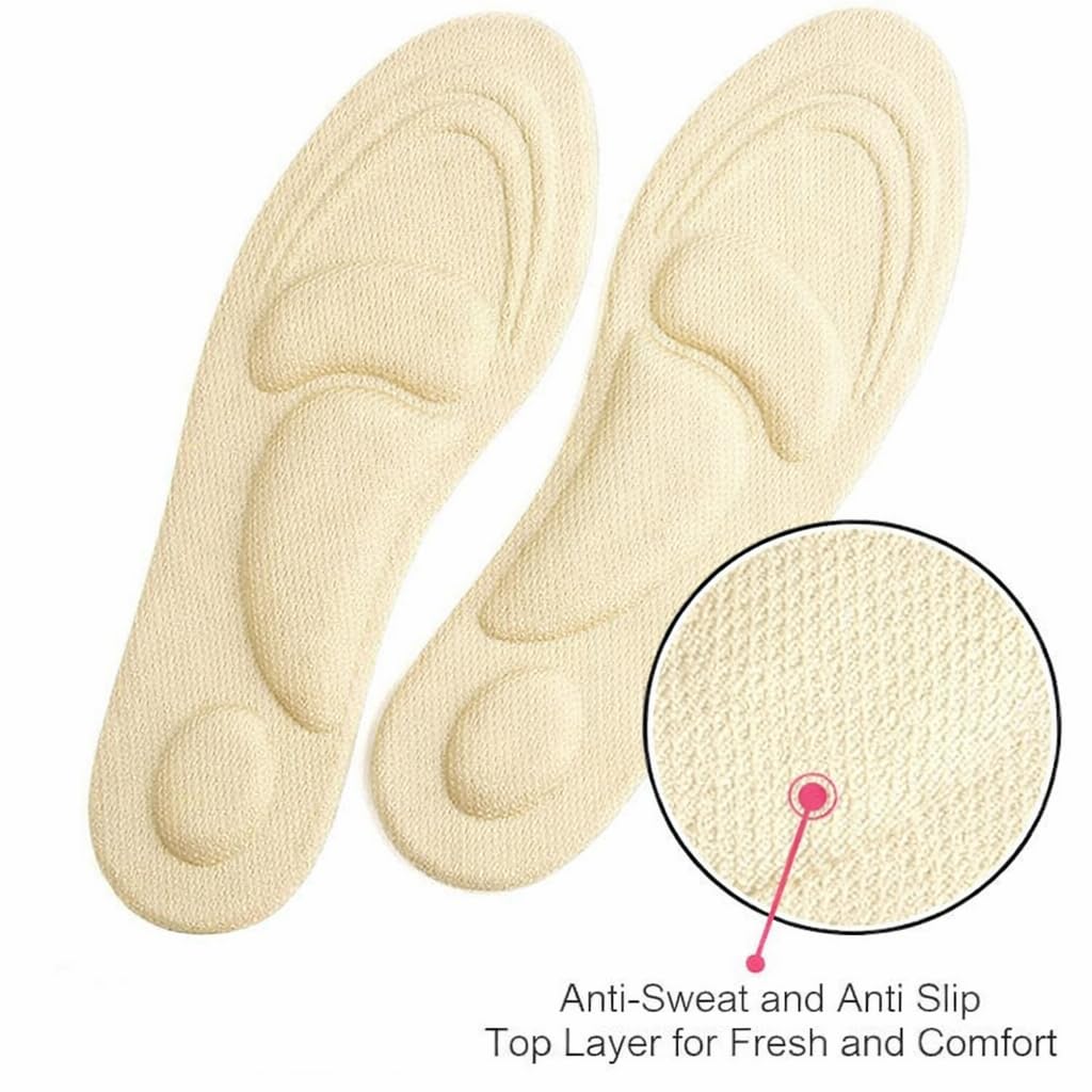 UCRAVO Beige Orthopedic Shoe Insoles for Men & Women Shock Absorbing Arch Support Inserts for Plantar Fasciitis,Flat Feet, Heel Pain & Foot Pain Relief | Breathable Cushioned Everyday Comfort Insoles