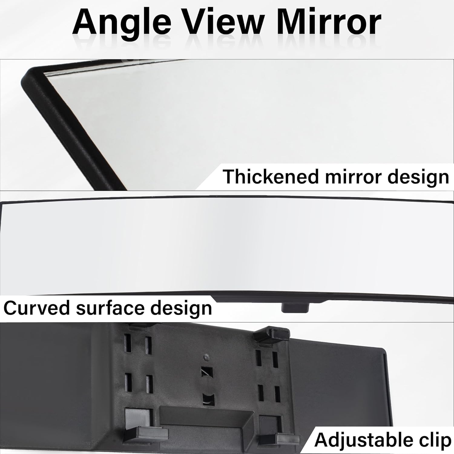 UCRAVO Wide Angle Rear View Mirror for Car – Interior Clip On Rearview Mirror, Anti Glare HD Convex Mirror, Universal Fit Vehicle Back Seat Mirror, Enhanced Blind Spot View Driving Safety Accessory