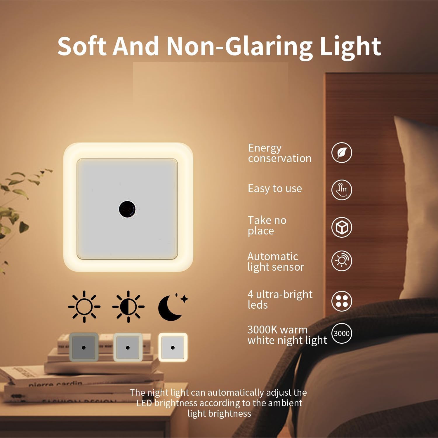 UCRAVO Plug Night Light, NightLights Plug into Wall 1 Pc, Plug in Night Light, Dusk to Dawn Safety Lighting for Bedroom,Bathroom,Stairs,Nightlight Led for, Hallway Warm White