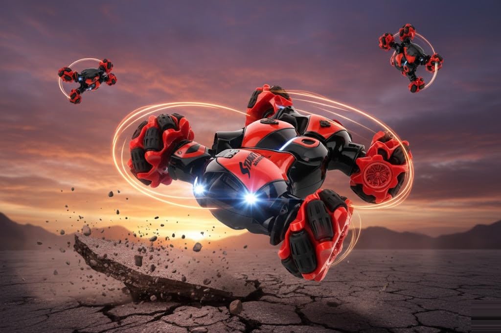 UCRAVO Car 4x4 High Speed Remote Control Car | Drift Stunt Car with Spray Smoke & LED Lights | Hand Gesture RC Car, Double Sided 4WD Monster Truck | 2.4GHz Off Road Toy for Kids Boys Girls