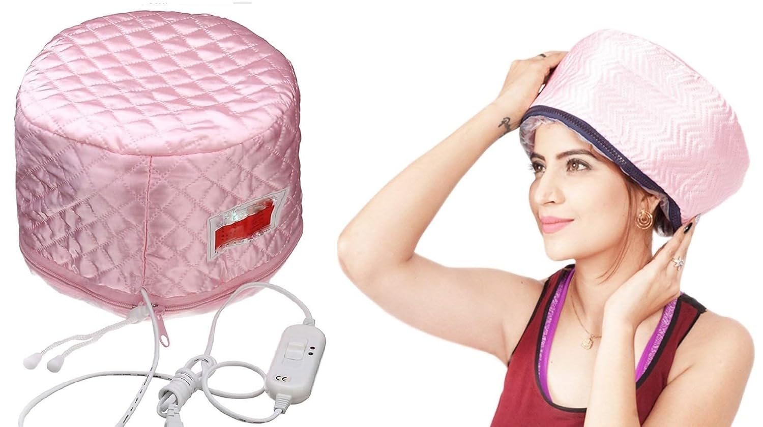 UCRAVO Hair Spa Cap for Deep Conditioning, Pink Thermal Steamer Head Cap for Hair Treatment at Home, Adjustable Heat Hair Mask Cap for Dry Damaged Hair, Frizz Repair & Hair Care Steaming