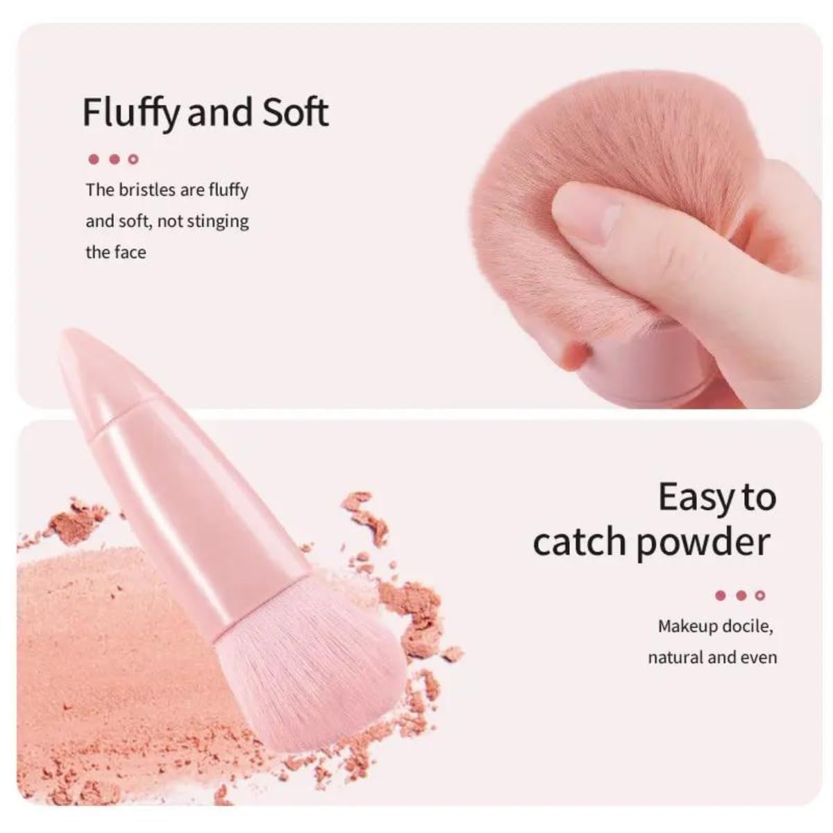 UCRAVO 5-in-1 Small Mini Makeup Brush Kit with Mirror – Compact Travel Cosmetic Set for Face, Eyeshadow, Blush, Powder & Lip Application – Portable Makeup Brush Kit for Women, Teens & Beginners