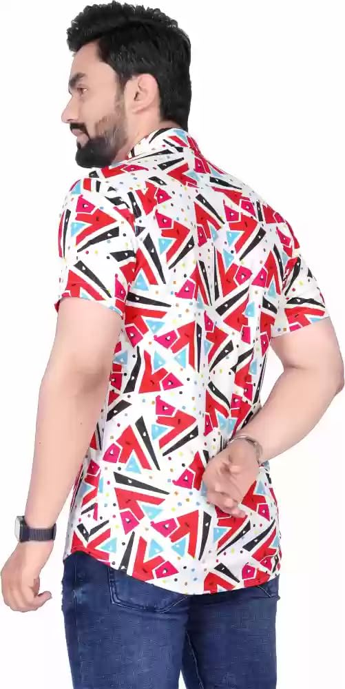 COOAFNDY (Size-M) Shirt for Men Fashion Summer Top Shirts Casual Hawaiian Beach Print Button Soft Top Short Sleeve Men Stylish Shirt Anime Graffiti Printed Hawaiian Multicoloured