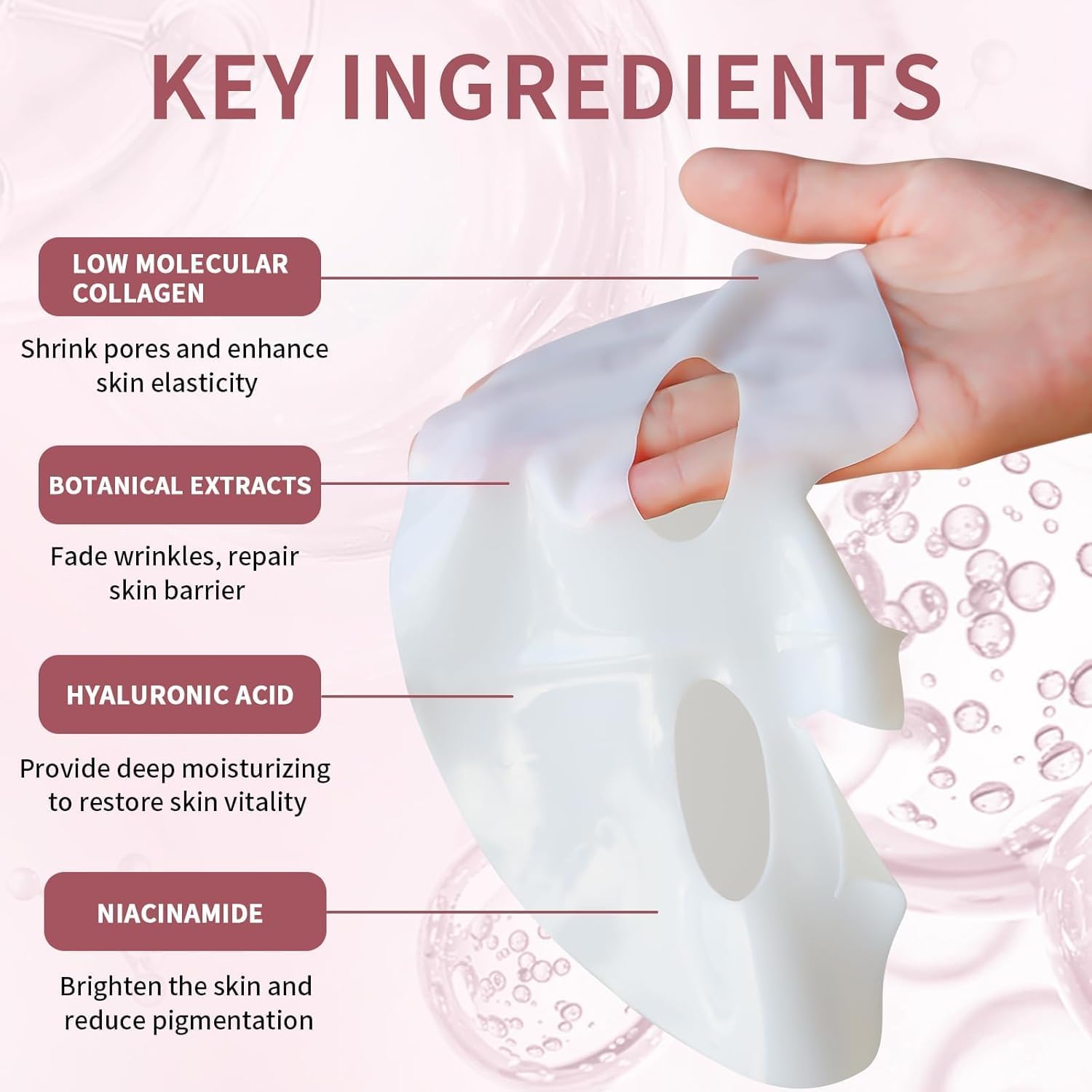 UCRAVO 6 Sheets Bio-Collagen Real Deep Mask, Hydrating Overnight Hydrogel Mask, Pore Minimizing, Elasticity, Plumping Improvement, Korean Skin Care, Valentines Day Gifts for Her