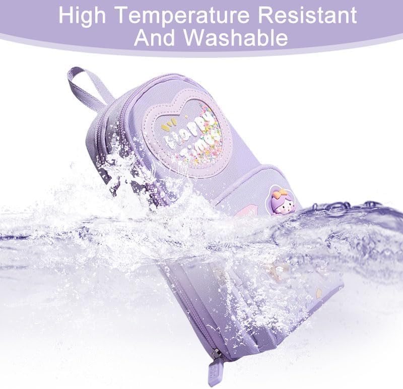 UCRAVO Canvas Premium Pencil Case, 6 Layer Large Capacity Pouch with 3 Compartments | Cute Aesthetic Design for Girls, Students & School Kids | Multifunctional Stationery Organizer & Storage