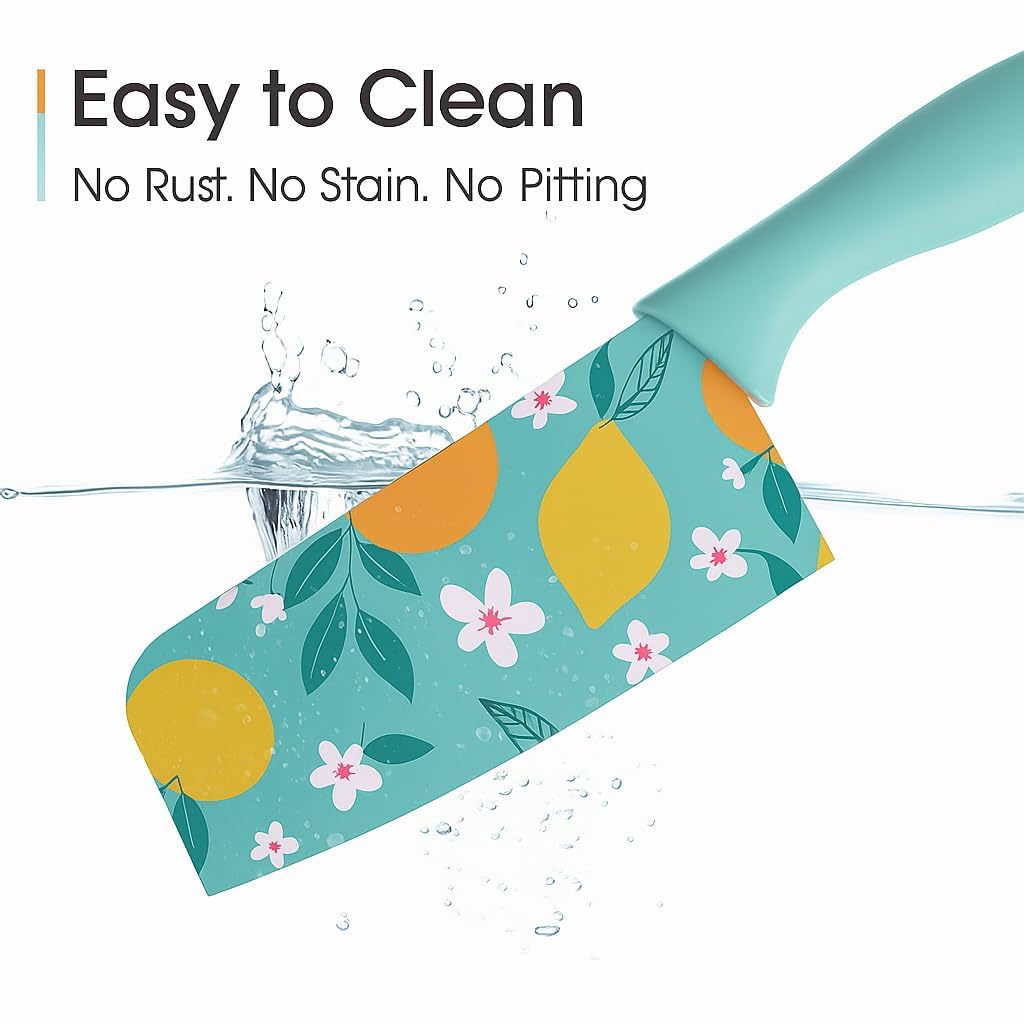 UCRAVO 3 Pcs Green Professional Kitchen Knife Set, Colorful Stainless Steel Chef Utility, Paring Knife, Razor Sharp Multipurpose Knives for Cutting Vegetables, Fruits, Bread with Non Slip Handle