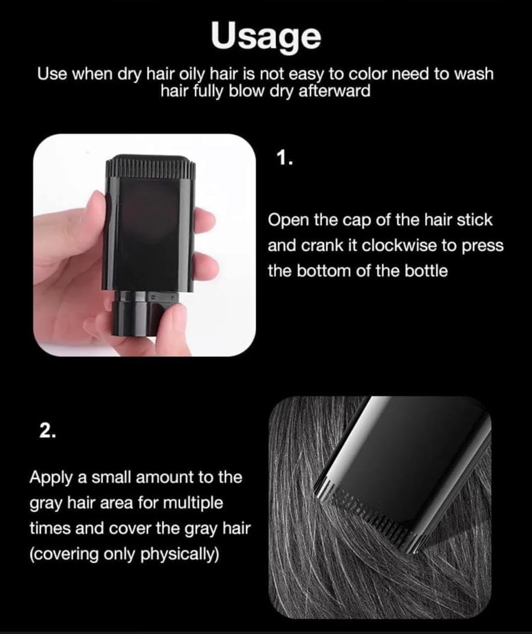 UCRAVO 2 in 1 Hair Color Stick Hair Dye Comb Instant Root Touch-Up Hair Color Stick for Gray Hair Coverage Temporary Hair Dye Comb for Men & Women, Waterproof, Sweat-Proof, Easy to Apply,Natural Look