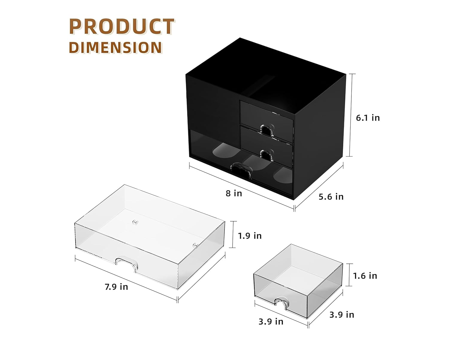 UCRAVO Black Desk Organizer with 3 Drawer, Multi-Functional Pencil Pen Holder for Desk, Desk Organizers and Accessories with 8 Compartments, Desktop Organizer Storage for Office Home Art Supplies