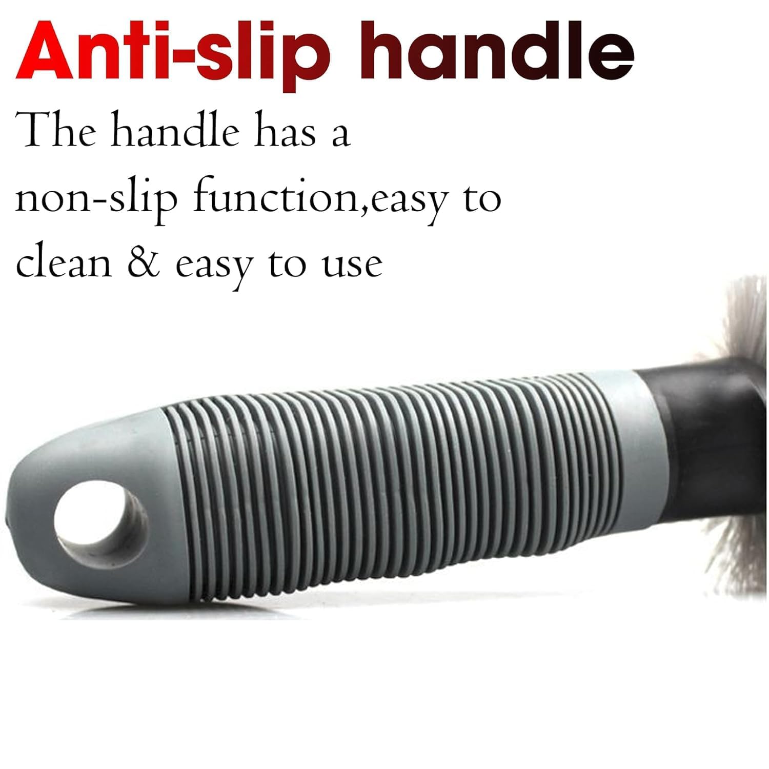 UCRAVO Car Wheel Brush, Anti-Skid Rim Cleaner Brush for Car, Bike & SUV, Heavy Duty Wheel and Tire Cleaning Brush with Soft Bristles, Ergonomic Grip Handle, Car Wash Accessories for Alloy Wheels