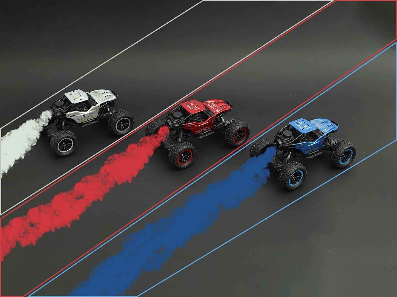 UCRAVO Remote Control Off Road Monster Truck for Kids with Mist Smoke Effect | 2WD Rock Crawler RC Car with 2.4GHz Remote Control | All Terrain Big Wheel RC Toy Vehicle for Boys Girls | RC Car Gift