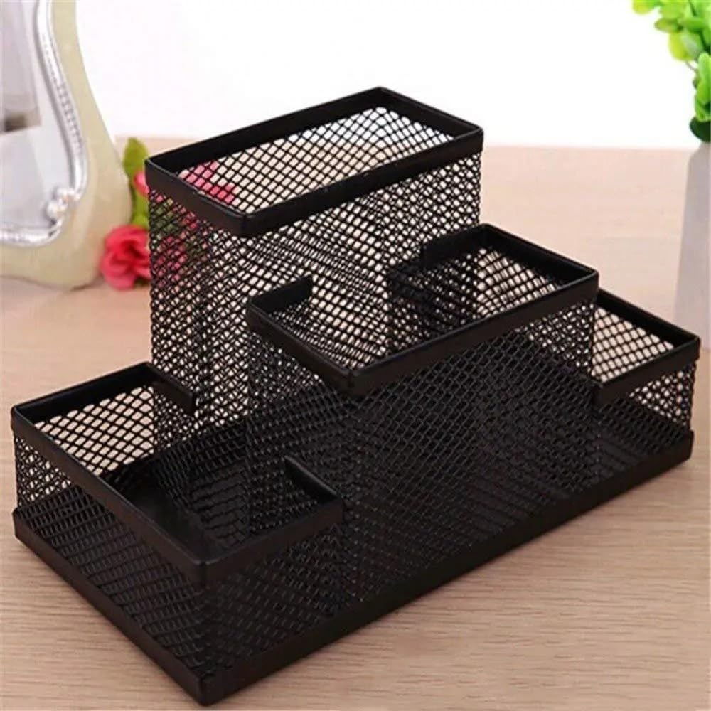 UCRAVO Black Round Mesh Pen Stand, Pencil Holder, Pen Organizer for Desk, Pen Cups, Stationary Storage Stand, Makeup Brush Holders, Pen, Pencil Holder for Office Home and Study Table