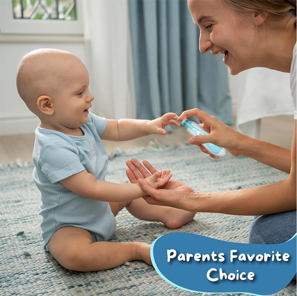 UCRAVO 6 in 1 Electric Nail Trimmer for Baby,Kids Nail Trimmer,Polish Trim,Safe Nail Cutter Grinding Heads with Light,Newborn Toddler or Adults Toes & Fingernails Manicure Kit for Newborn-Multicolor