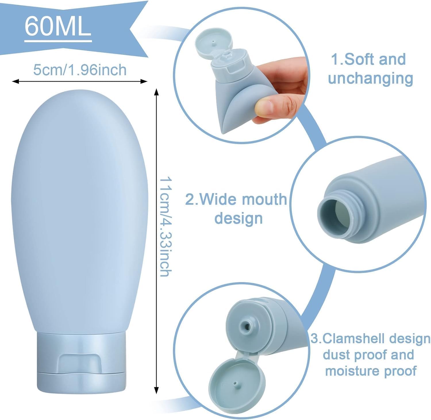 UCRAVO 10 PCS Refillable Travel Bottles for Filling, Set Travel Bottles for Shampoo,Conditioner, Shower Gel, Leak-Proof, Travel Size Containers BPA Free Leakproof Refillable Airplane Travel Accessories