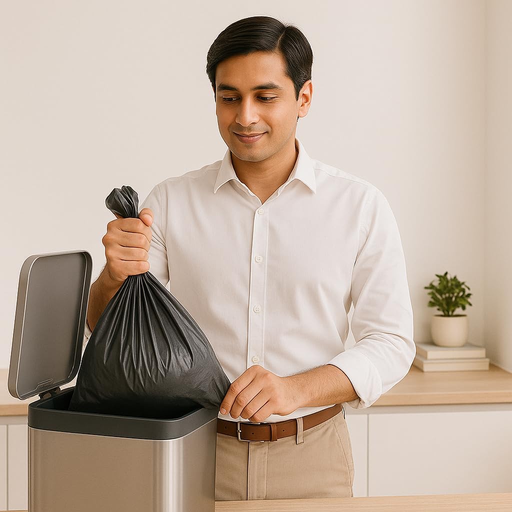 UCRAVO Garbage Bags Small Size 17 x 19 Inch, Pack of 6 Rolls (180 Bags) | Extra Strong Disposable Dustbin Bags for Home, Kitchen, Office, Bathroom | Leak Proof,Durable Black Garbage Covers,Kachra Bag