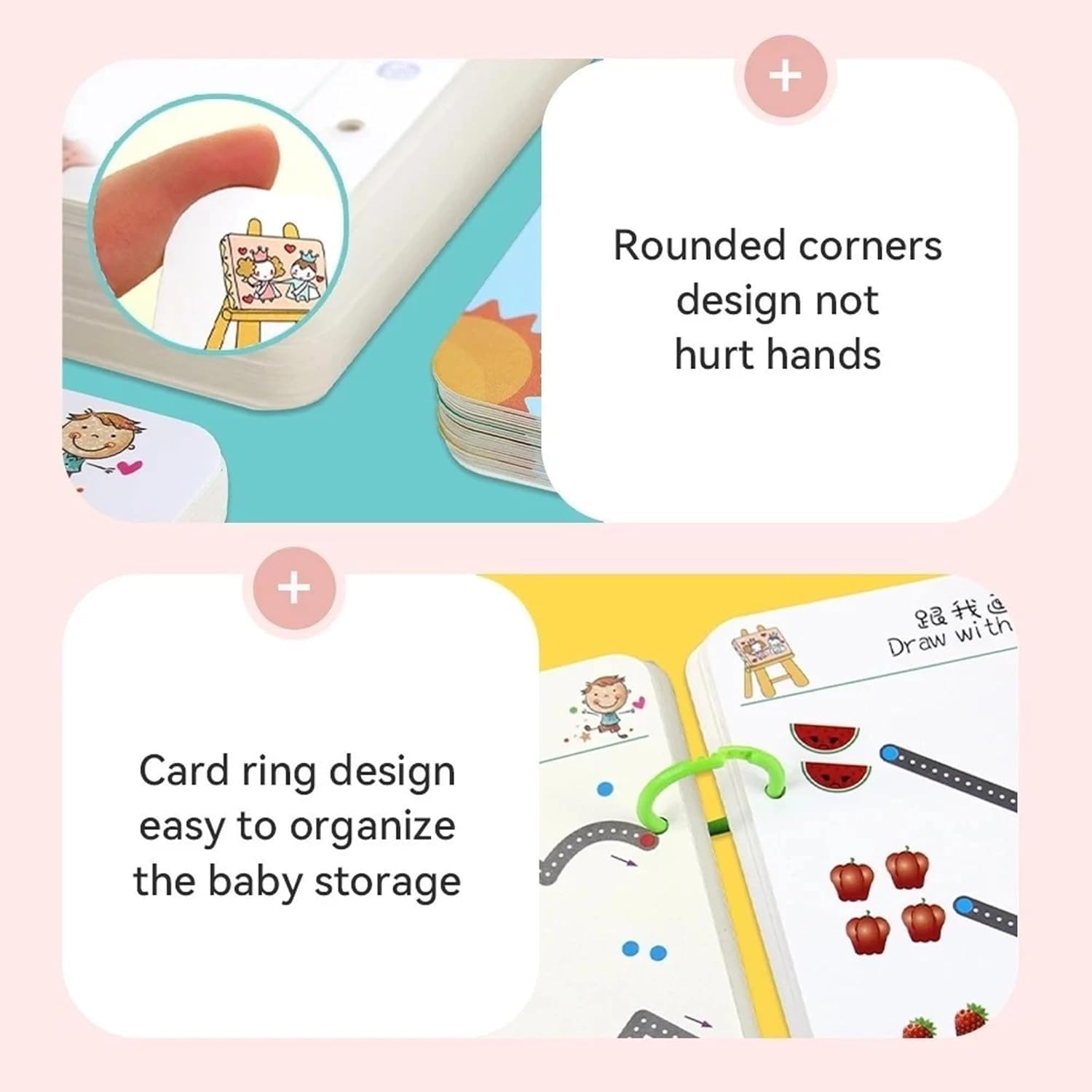 UCRAVO Pen Control Training Cards for Kids | 64 Pages Reusable Early Learning Writing Practice Book | Preschool Handwriting Workbook | Drawing, Tracing, Number & Pattern Learning for Children