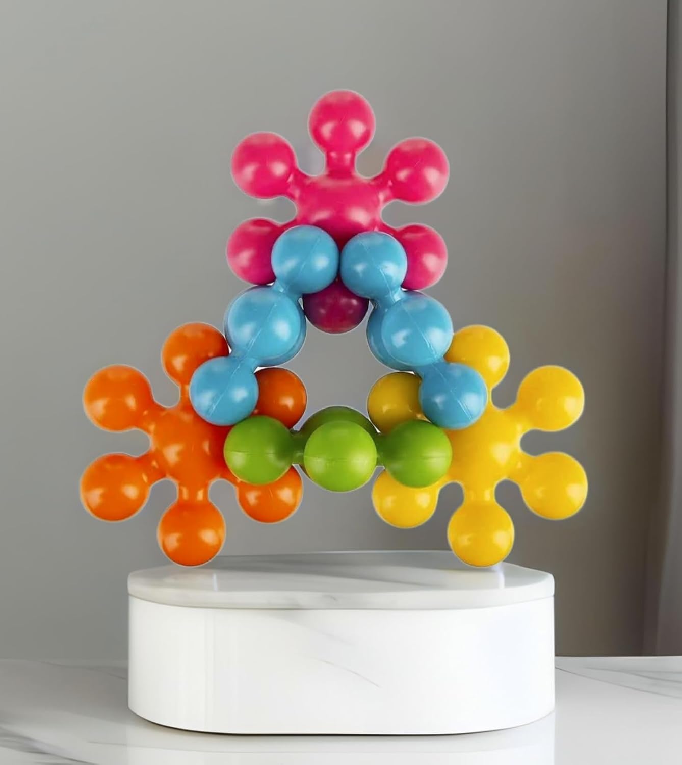 UCRAVO 25 Pcs Star Links Building Blocks Discs Set Interlocking Solid Plastic Building Blocks Set Stem Educational Toy for Kids Safe Learning Promotes Fine Motor Skills Sensory Development