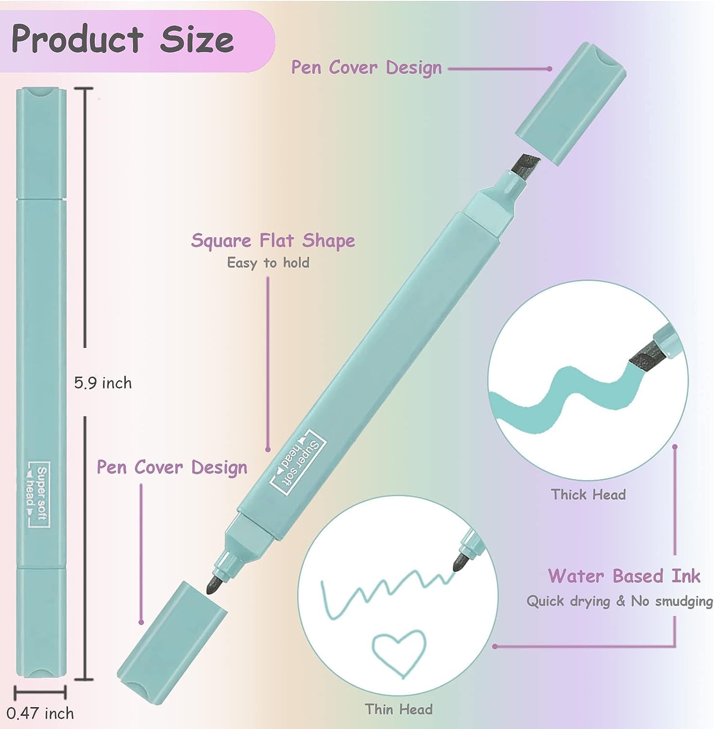 UCRAVO Pastel Highlighters Aesthetic School Supplies, 6Pcs Cute Highlighter with Mild Soft Chisel Tip, No Bleed Marker Pens for Bible Journal Planner Notes Office Arts Stationery…