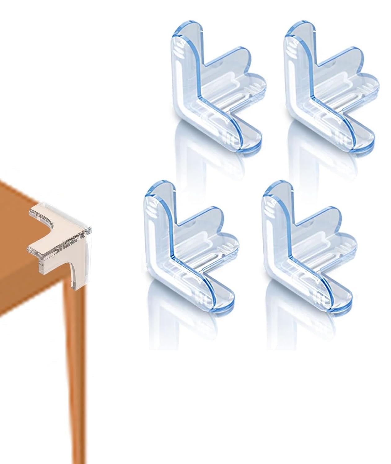 UCRAVO 8 pcs Brown Baby Safety Table Corner Protectors, Furniture Corner and Edge Safety Bumpers, Soft Rubber Foam Cushion Covers, 3M Taped Corner Guards, Baby Child Proofing Pads Rubber Corners