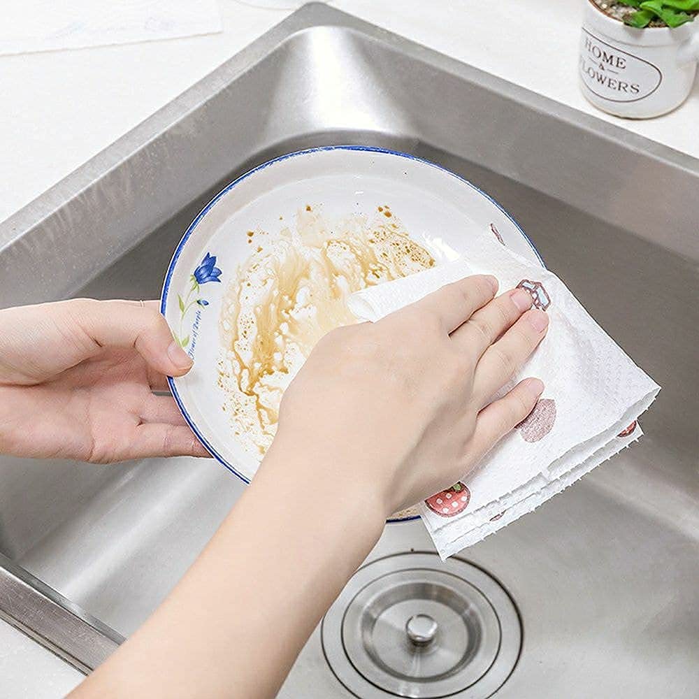 UCRAVO 2 Reusable Kitchen Paper Towel Roll Set | Washable Cleaning Cloth Rolls Super Absorbent Multipurpose Paper Towel for Oil Cleaning, Water Absorption, Kitchen Slab, Sink, Dining Table & Home Use