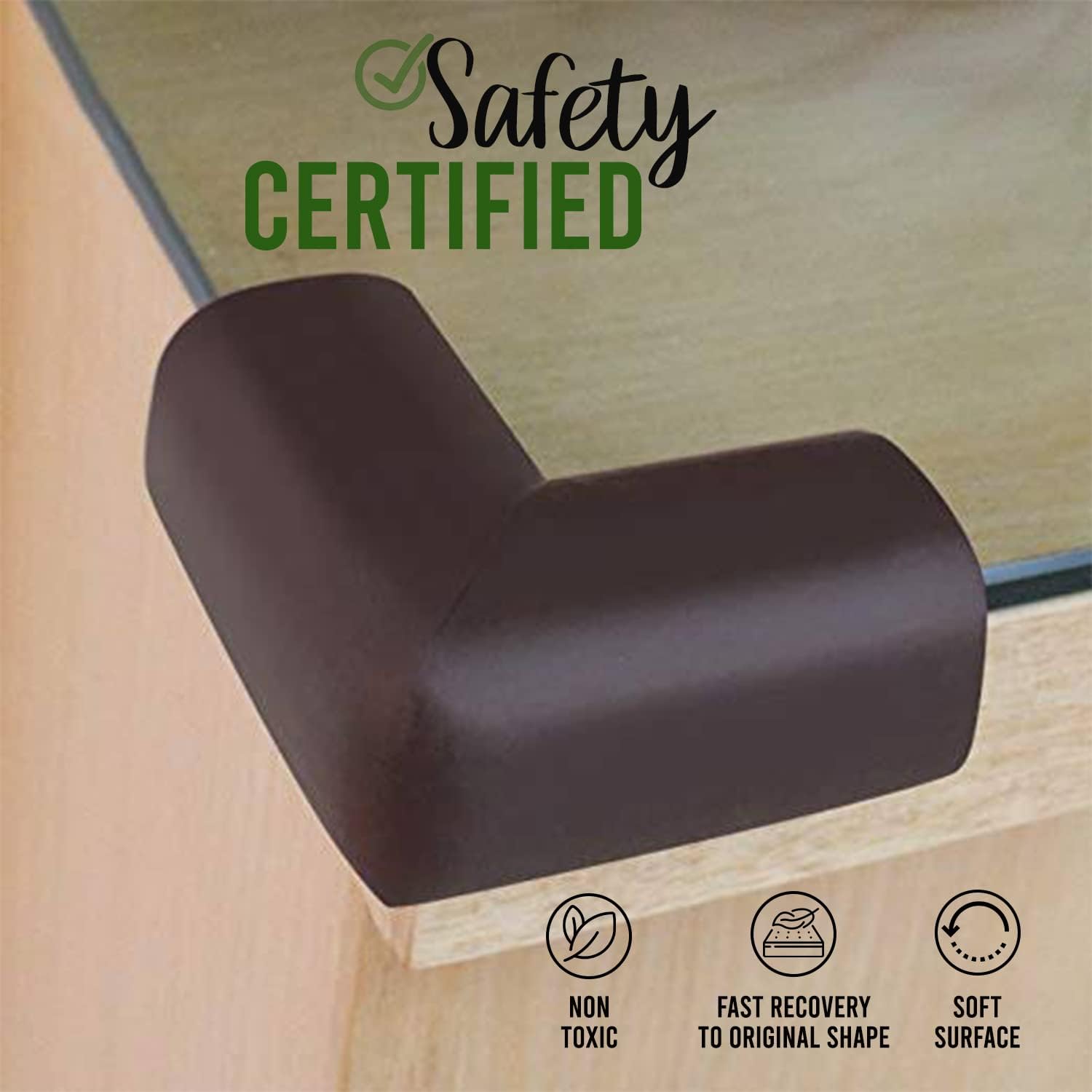 UCRAVO 8 pcs Brown Baby Safety Table Corner Protectors, Furniture Corner and Edge Safety Bumpers, Soft Rubber Foam Cushion Covers, 3M Taped Corner Guards, Baby Child Proofing Pads Rubber Corners