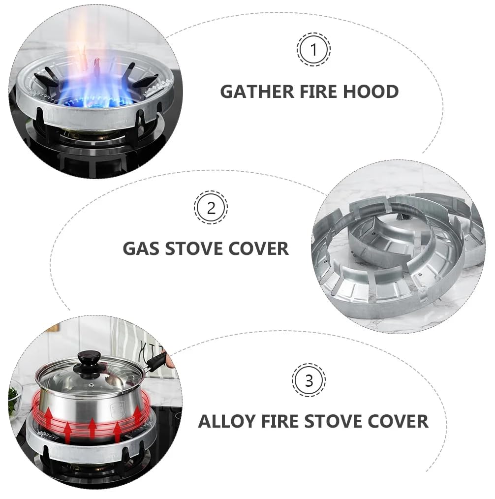 UCRAVO Silver 1Pcs Heavy Material Gas Stove Burner Stand Gas Chula Burner Gas Saver Jali Ring Fire & Windproof Energy Saving, Gas Chula Support Stand 4 Legs Supported For Indian Gas 0.7mm Thickness