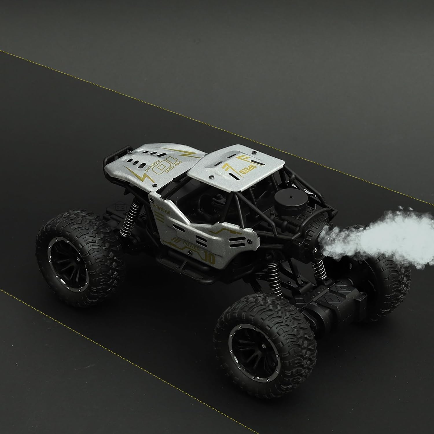 UCRAVO Remote Control Off Road Monster Truck for Kids with Mist Smoke Effect | 2WD Rock Crawler RC Car with 2.4GHz Remote Control | All Terrain Big Wheel RC Toy Vehicle for Boys Girls | RC Car Gift