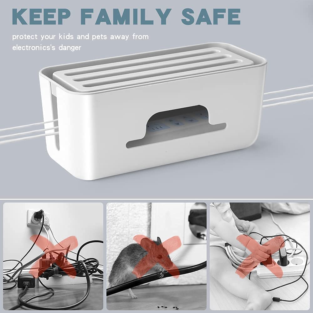 UCRAVO Cable Management Box with Mobile Stand - Power Strip, Cords, Wires | Surge Protector Hiding Cover Organizer for desk Management Box with Mobile Stand Hiding Cover Organizer for Home, Office