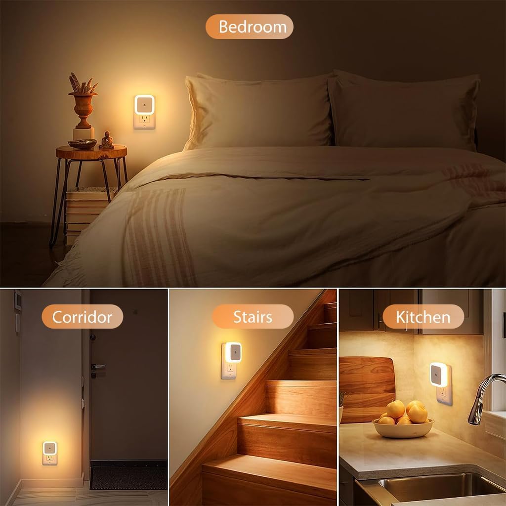 UCRAVO Plug Night Light, NightLights Plug into Wall 1 Pc, Plug in Night Light, Dusk to Dawn Safety Lighting for Bedroom,Bathroom,Stairs,Nightlight Led for, Hallway Warm White