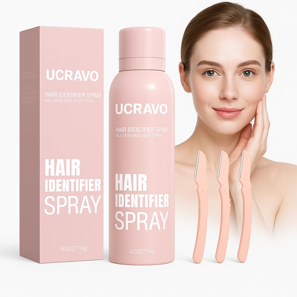 UCRAVO 1 Hair Identifier Spray for Face & Body Shaving Skin & Body Hair Identifying Spray With Razors Paraben Free No Irritation Face Hair Removal for Women Quick & Easy Hair Removal for Smooth, Flawless Skin