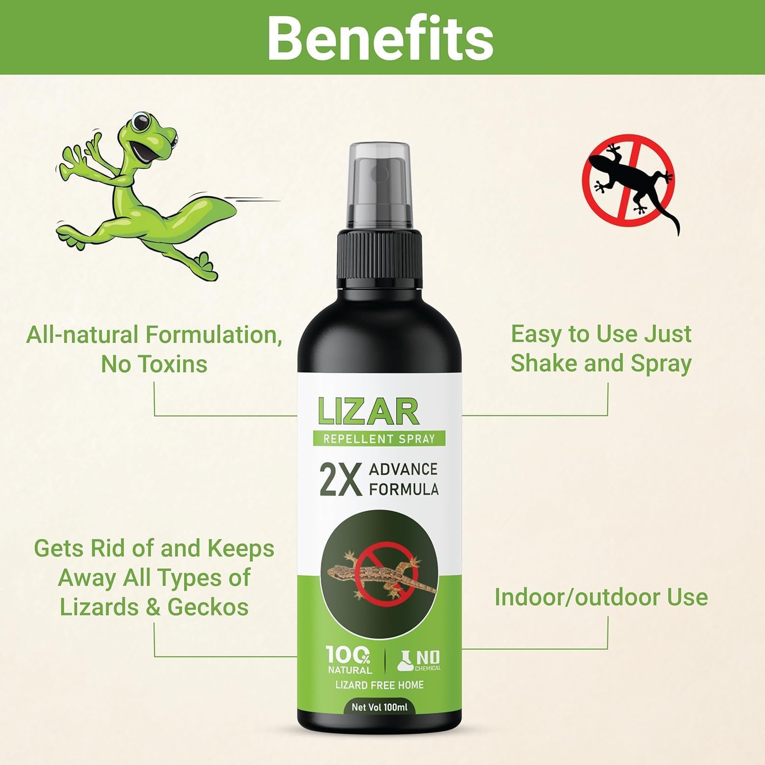 UCRAVO Anti-Lizard Repellent Spray 200ml Lizard Go Spray for Home Natural,Chemical-Free & Safe Indoor Lizard Killer & Repellent for Kitchen,Bedroom,Living Room,Bathroom & Balcony Pest Control Spray