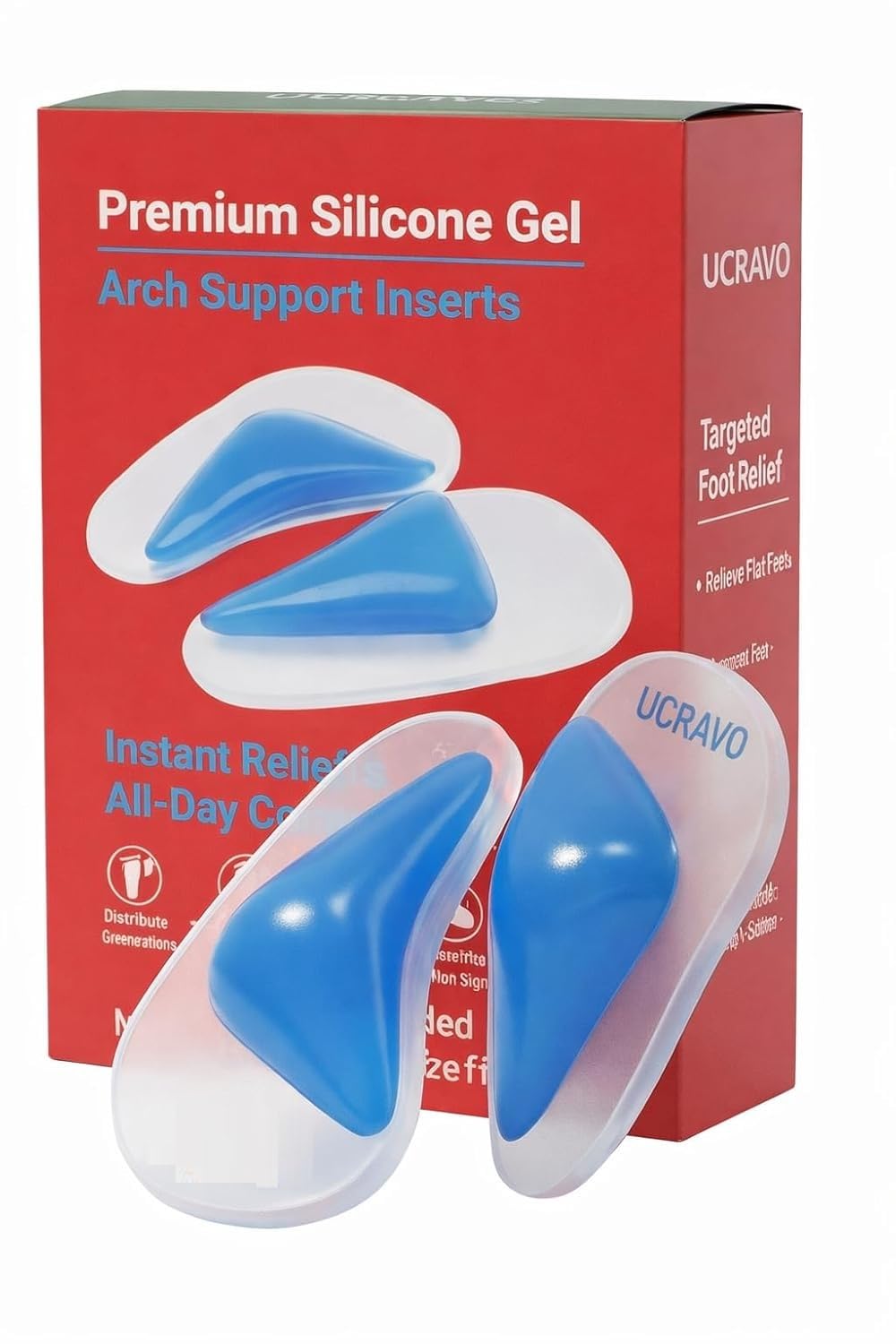 UCRAVO Silicone Gel Heel Cups for Heel Pain Relief | Soft Cushion Heel Support Inserts for Plantar Fasciitis,Heel Spur, Cracked Heels & Achilles Pain Shock Absorbing Heel Pads for Men & Women(1 Pair)