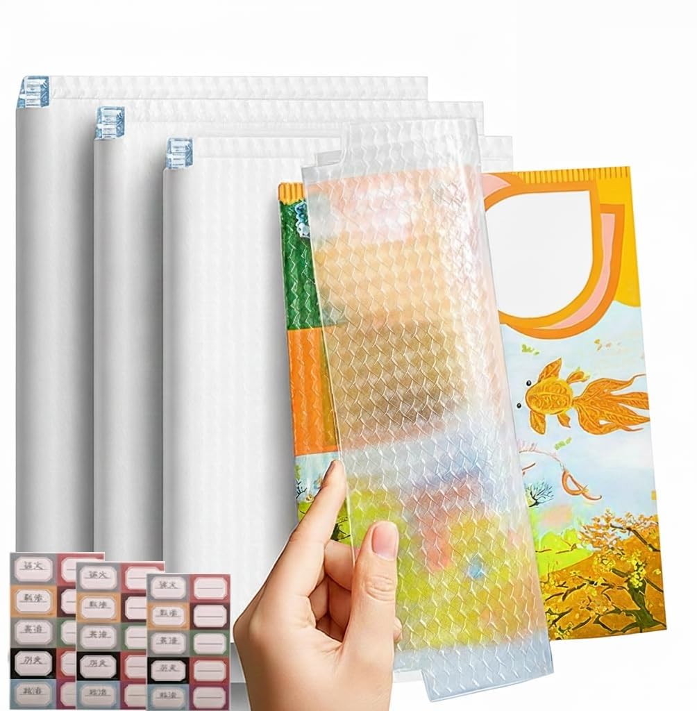 UCRAVO 30pcs Book Covers Waterproof Plastic Transparent Paper Sticker Book Cover for Textbooks Biding Cover Protective Thick Sticky Cover for Students School Office Self-Adhesive (3 Different Size)