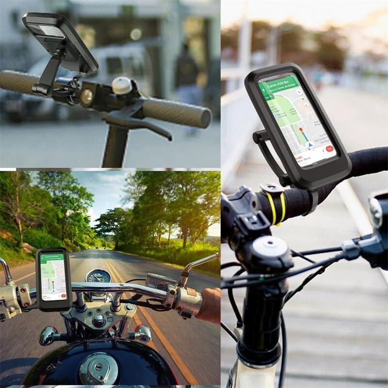 UCRAVO Bike Mobile Holder with 360° Rotation Anti-Slip Motorcycle Phone Mount Universal Bicycle Mobile Stand with Strong Grip & Shockproof Design Adjustable Handlebar Phone Holder for GPS Navigation