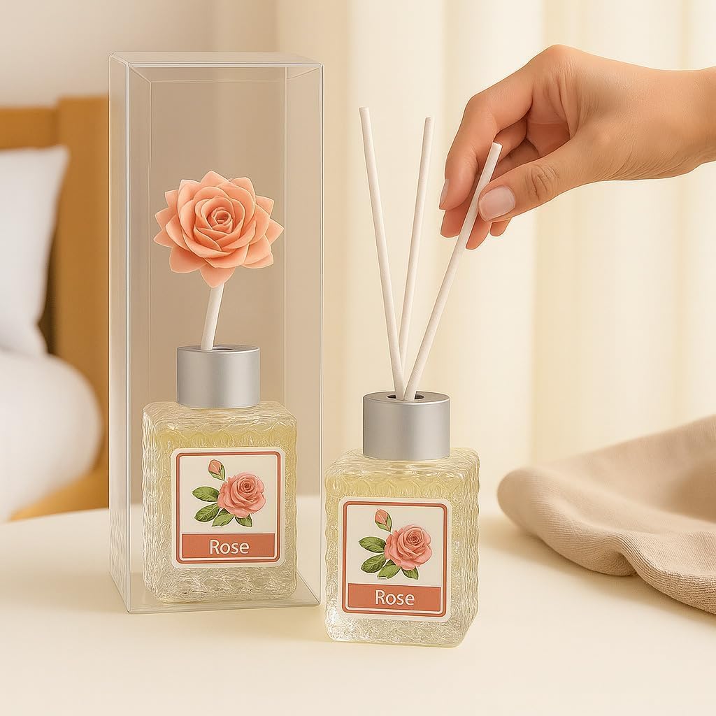 UCRAVO Jasmine Lavender Rose Reed Diffuser Combo 3 Aroma Fragrance Bottles for Home & Office | Long Lasting Room Freshener Liquid Floral Scented Reed Diffuser Set for Bedroom, Bathroom & Living Room