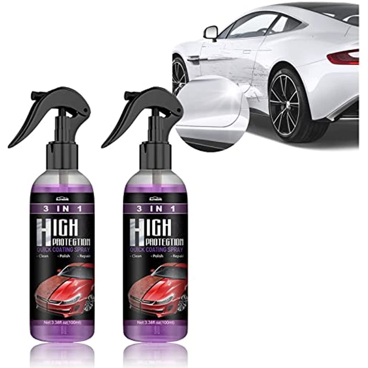 UCRAVO 1 PCS High Protection 3 in-1 Quick Coating Spray, Scratch Repair, Fast Wax Polishing, Scratch Repair Ceramic Coating Hand Spray, Waterless Car Wash Cleaning Spray
